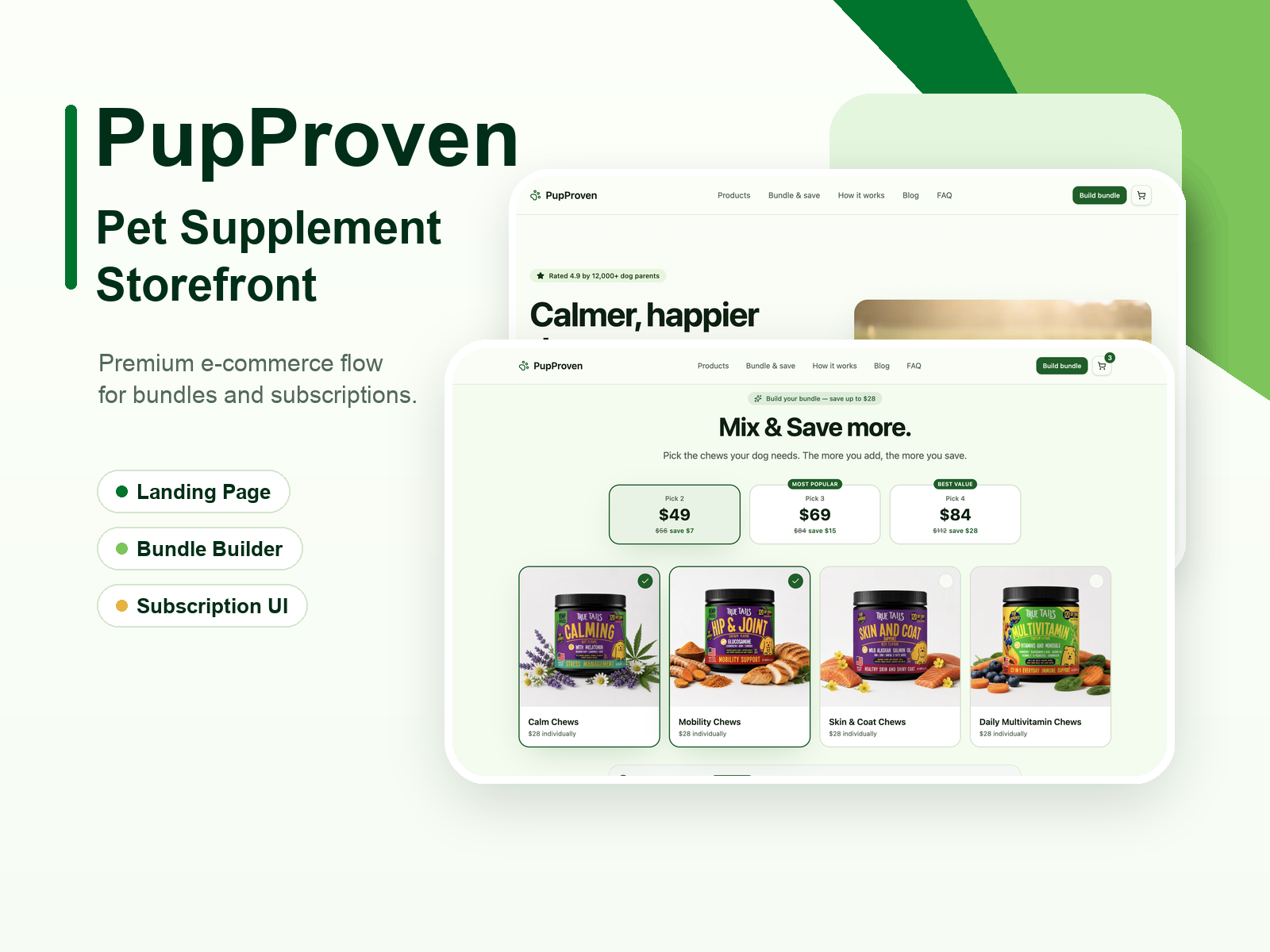 PupProven pet supplement subscription storefront